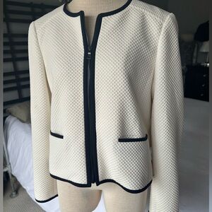 Ann Taylor Cream Blazer with Black trim, size 12
